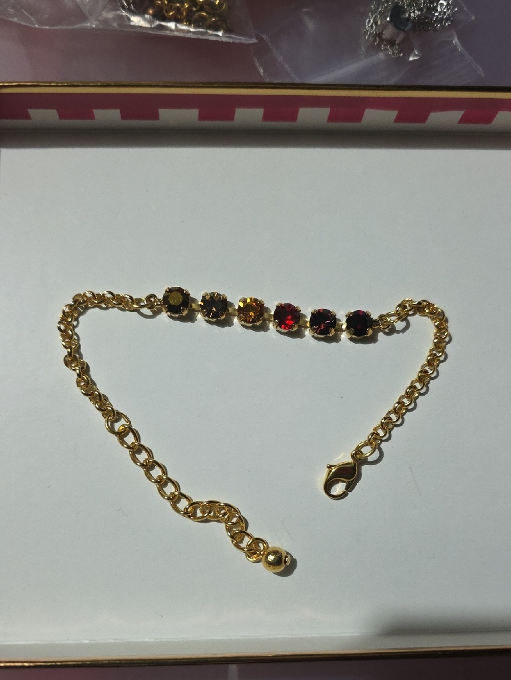 Gold Chain Bracelet with Multi-Colored Swarovski Crystals